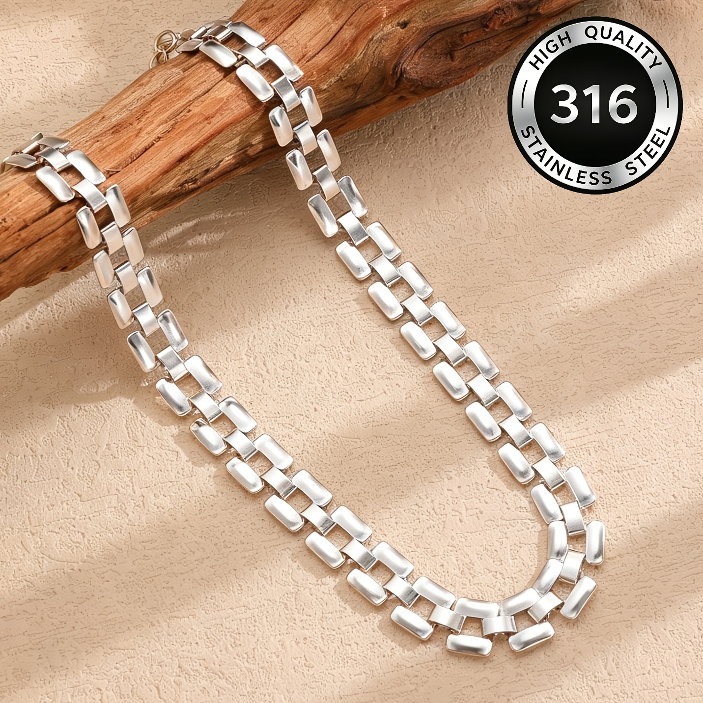 Elegant Square Hollow-Out Stainless Steel Choker Necklace